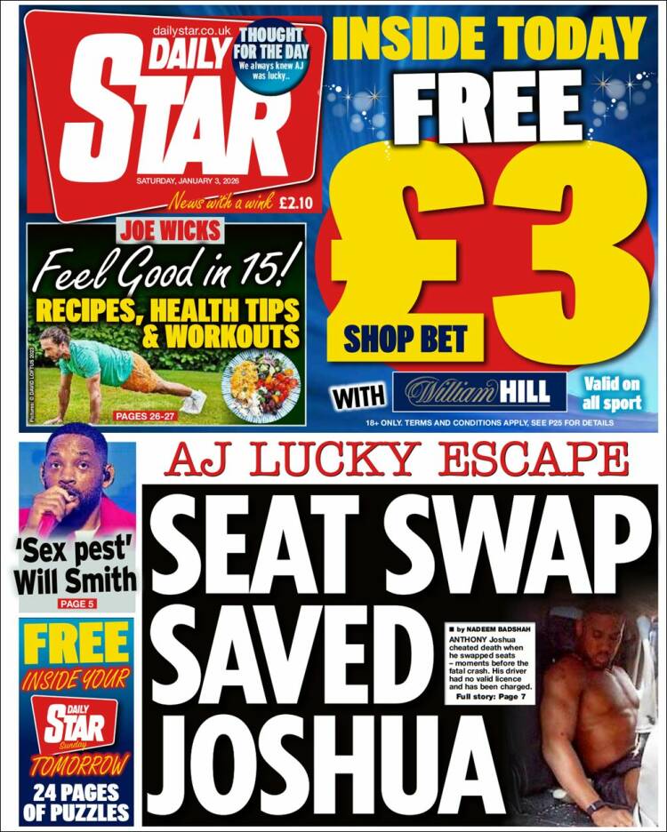 Portada de Daily Star (Reino Unido)