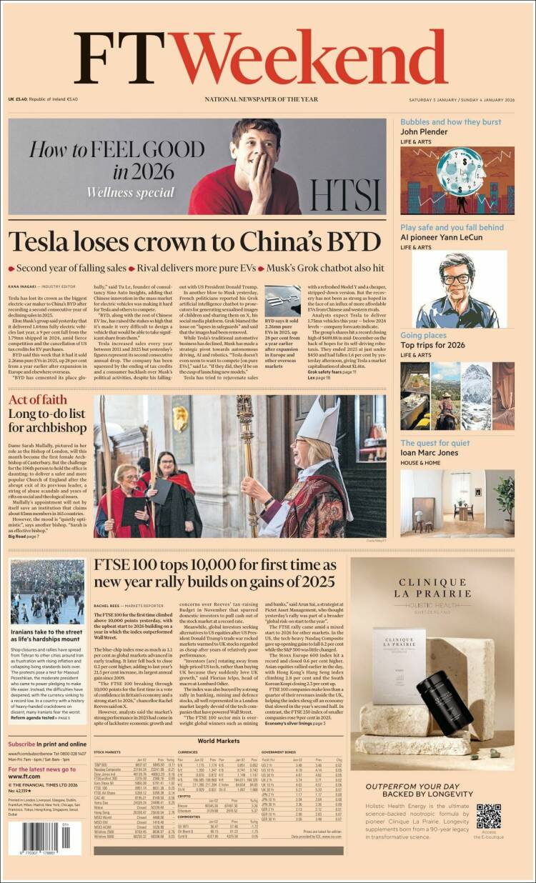 Portada de Financial Times (Reino Unido)