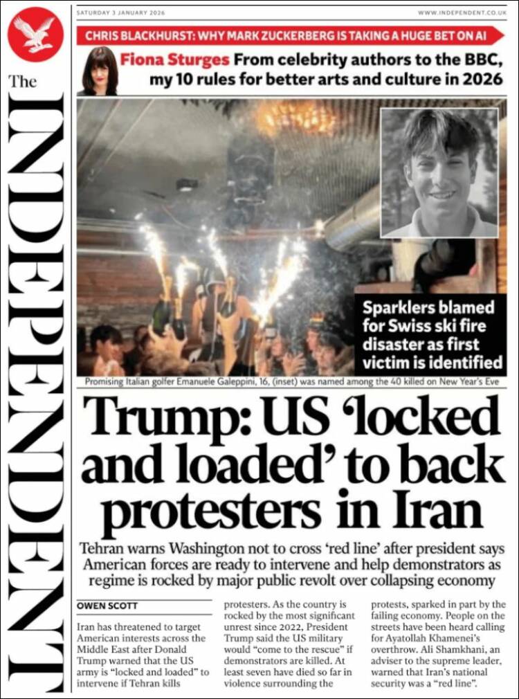 Portada de The Independent (Reino Unido)