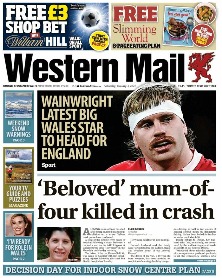 Portada de Western Mail (Reino Unido)
