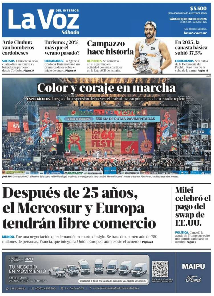Portada de La Voz del Interior (Argentina)
