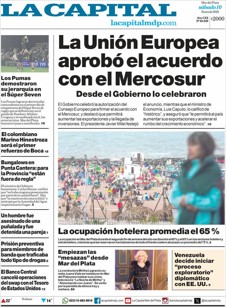 Portada de Diario La Capital - Mar del Plata (Argentina)