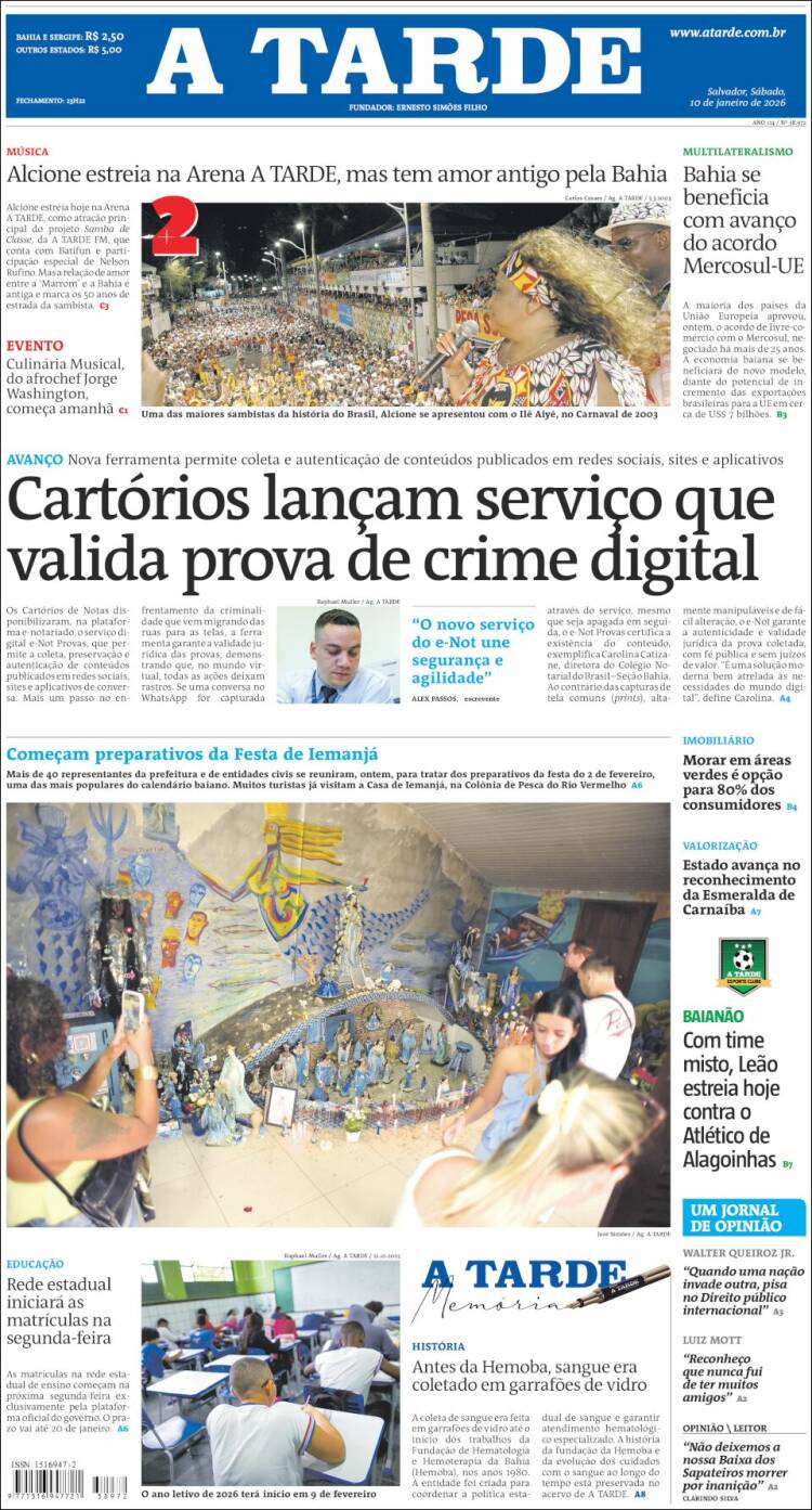 Portada de Diário A Tarde (Brasil)