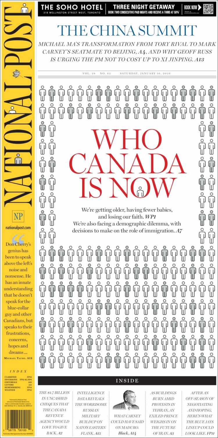 Portada de The National Post (Canad&aacute;)