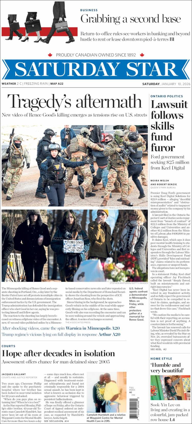 Portada de The Toronto Star (Canad&aacute;)