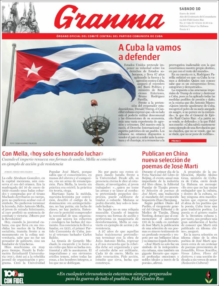 Portada de Granma (Cuba)