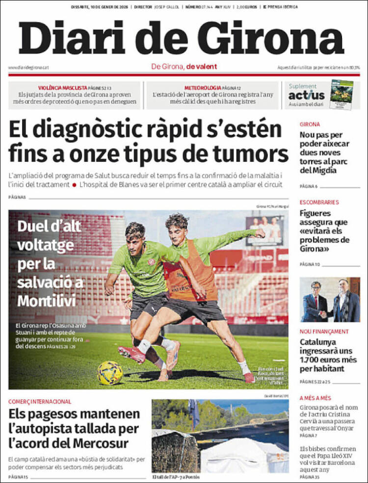 Portada de Diari de Girona (Espa&ntilde;a)