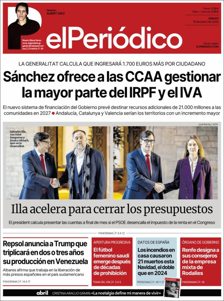 Portada de El Periódico (Espa&ntilde;a)