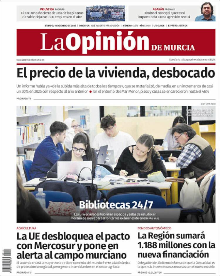 Portada de La Opinión de Murcia (Espa&ntilde;a)