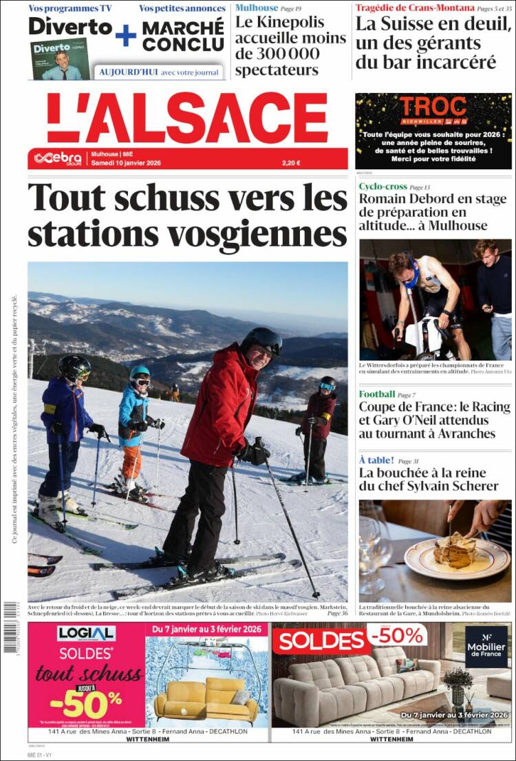 Portada de Journal L'Alsace (Francia)