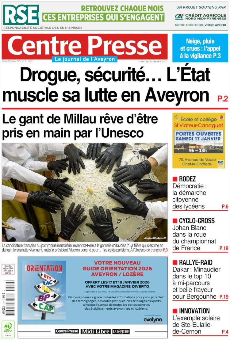 Portada de Centre Presse (Francia)