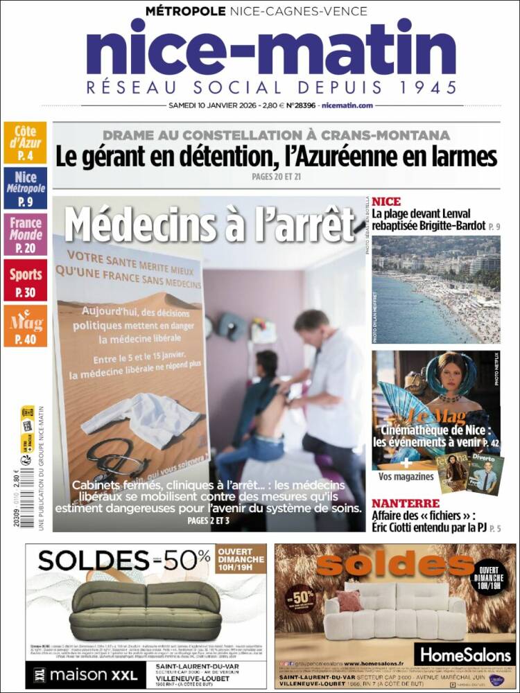 Portada de Nice-Matin (Francia)