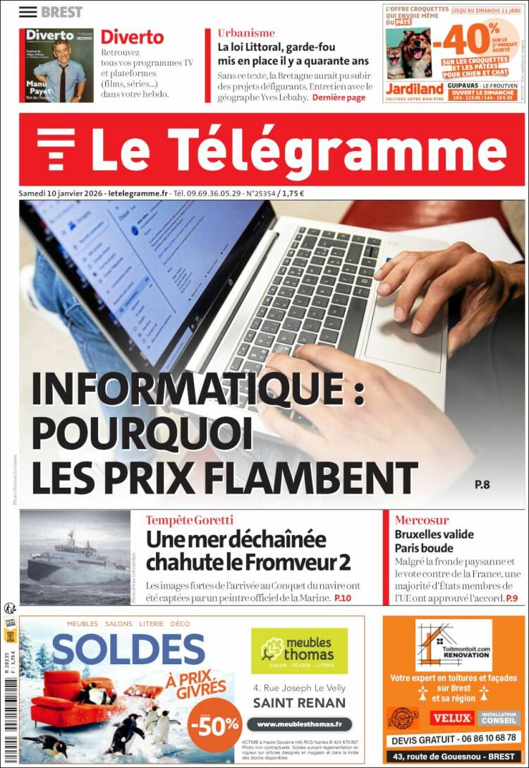 Portada de Télégramme (Francia)
