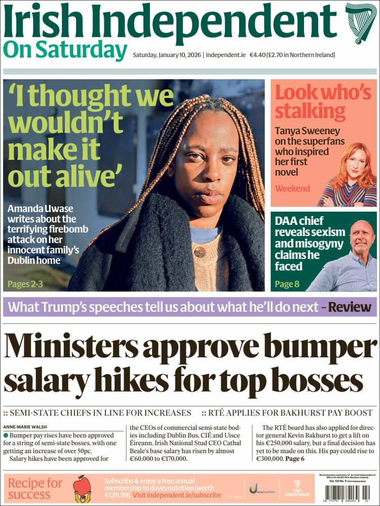 Portada de Irish Independent (Irlanda)