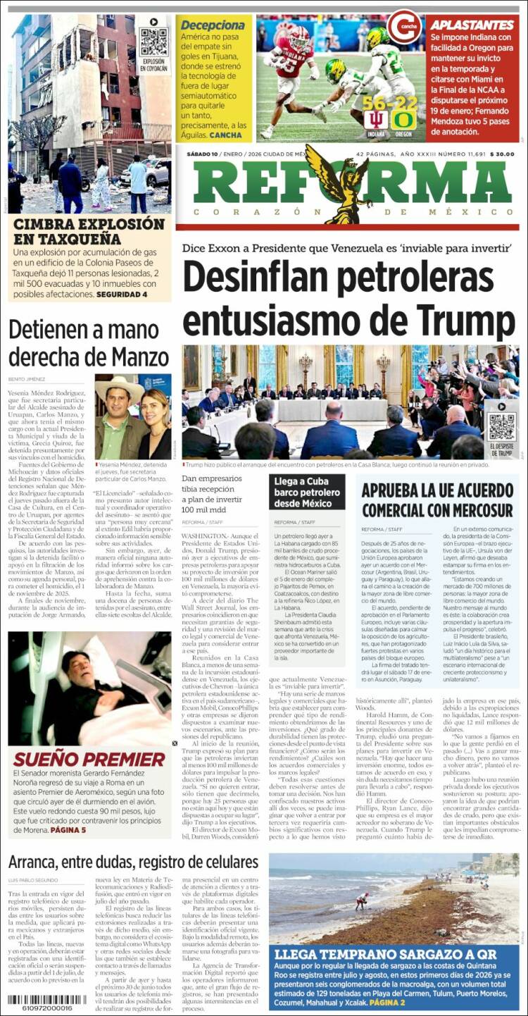Portada de Reforma (M&eacute;xico)