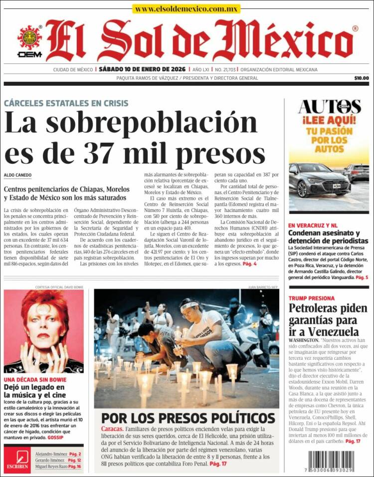 Portada de El Sol de México (M&eacute;xico)