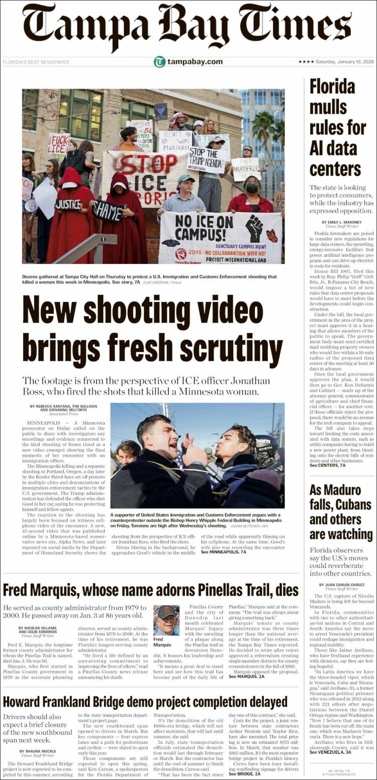 Portada de Tampa Bay Times (USA)