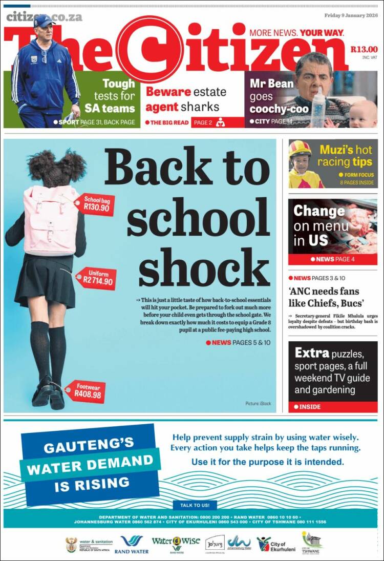 Portada de The Citizen (Sud&aacute;frica)