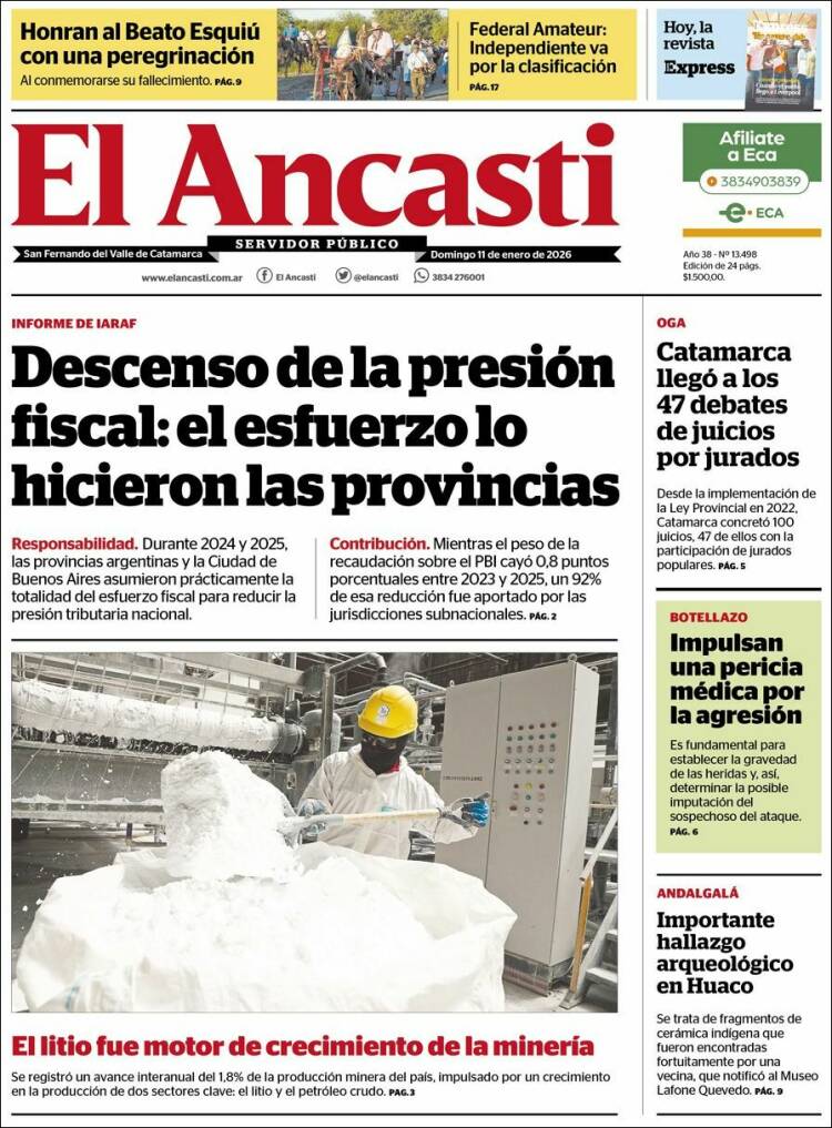 Portada de El Ancasti (Argentina)