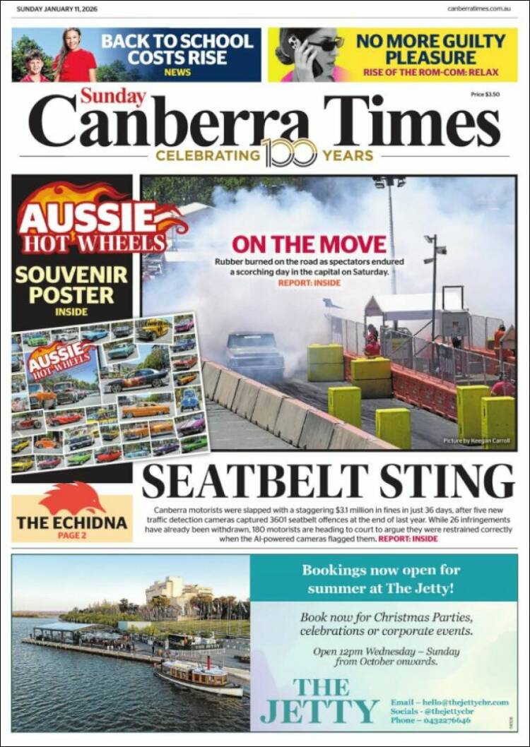Portada de The Canberra Times (Australia)