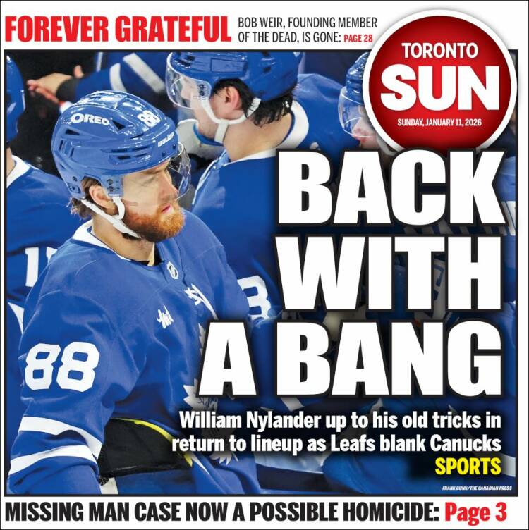 Portada de The Toronto Sun (Canad&aacute;)