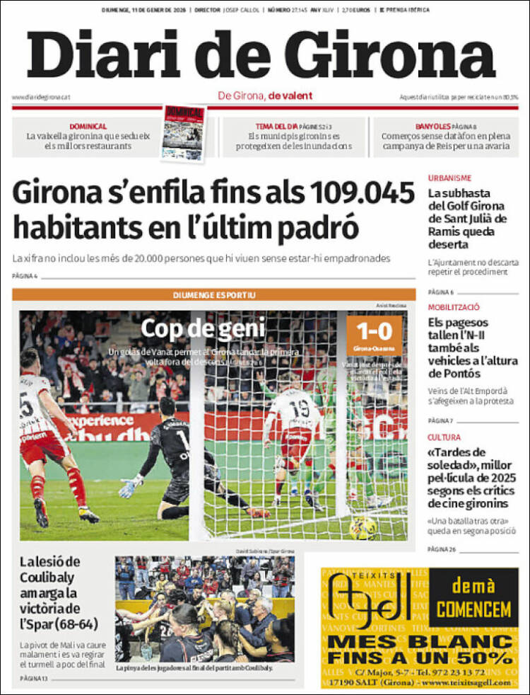 Portada de Diari de Girona (Espa&ntilde;a)