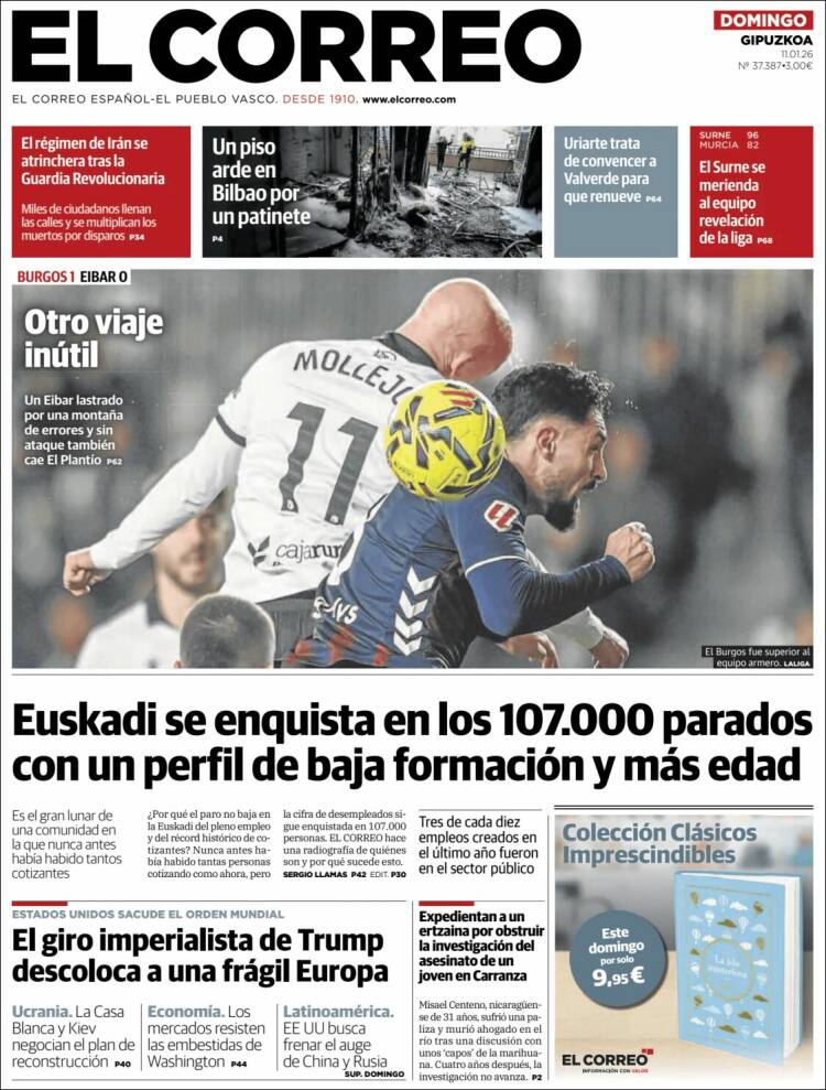 Portada de El Correo - Guipuzcoa (Espa&ntilde;a)