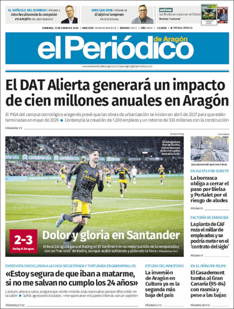 Portada de El Periódico de Aragón (Espa&ntilde;a)