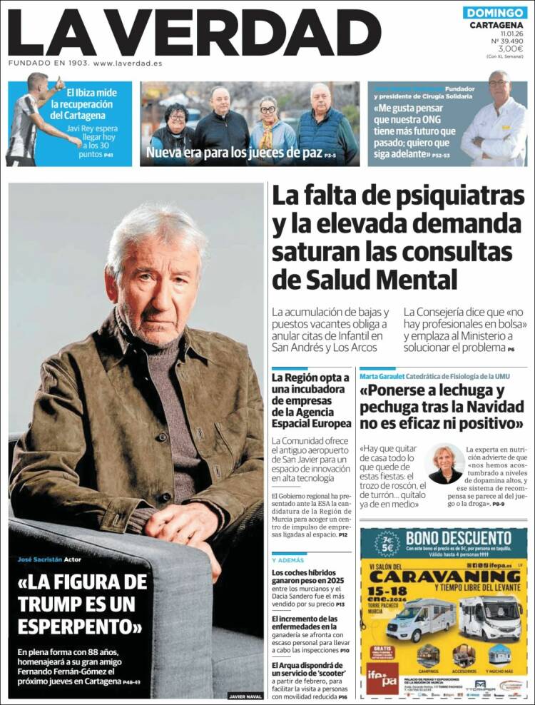 Portada de La Verdad de Cartagena (Espa&ntilde;a)