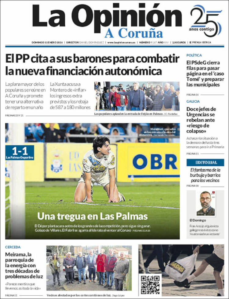 Portada de La Opinión de A Coruña (Espa&ntilde;a)