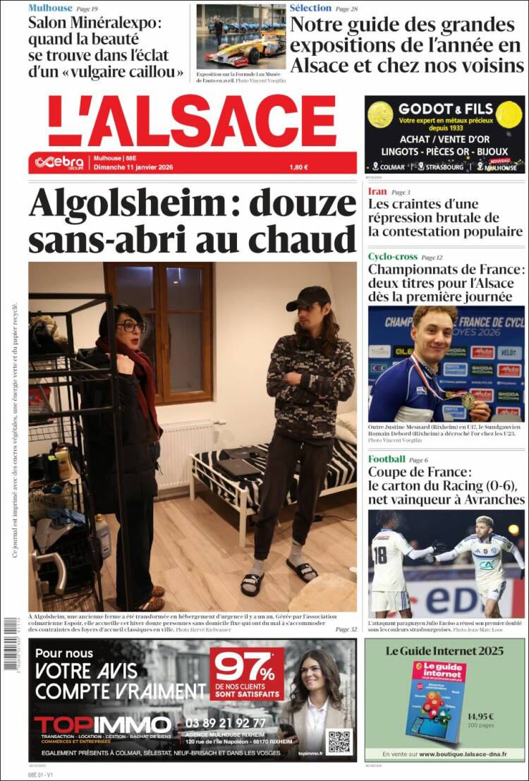 Portada de Journal L'Alsace (Francia)