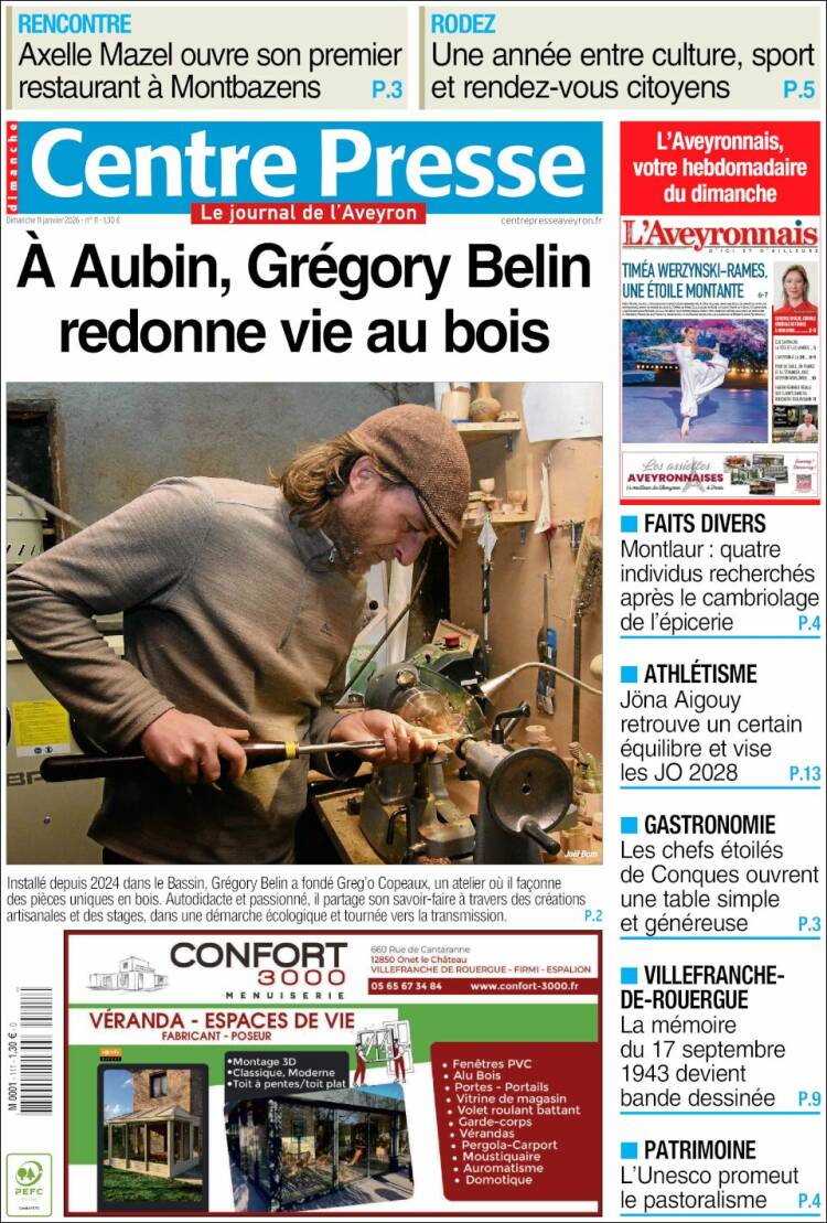 Portada de Centre Presse (Francia)