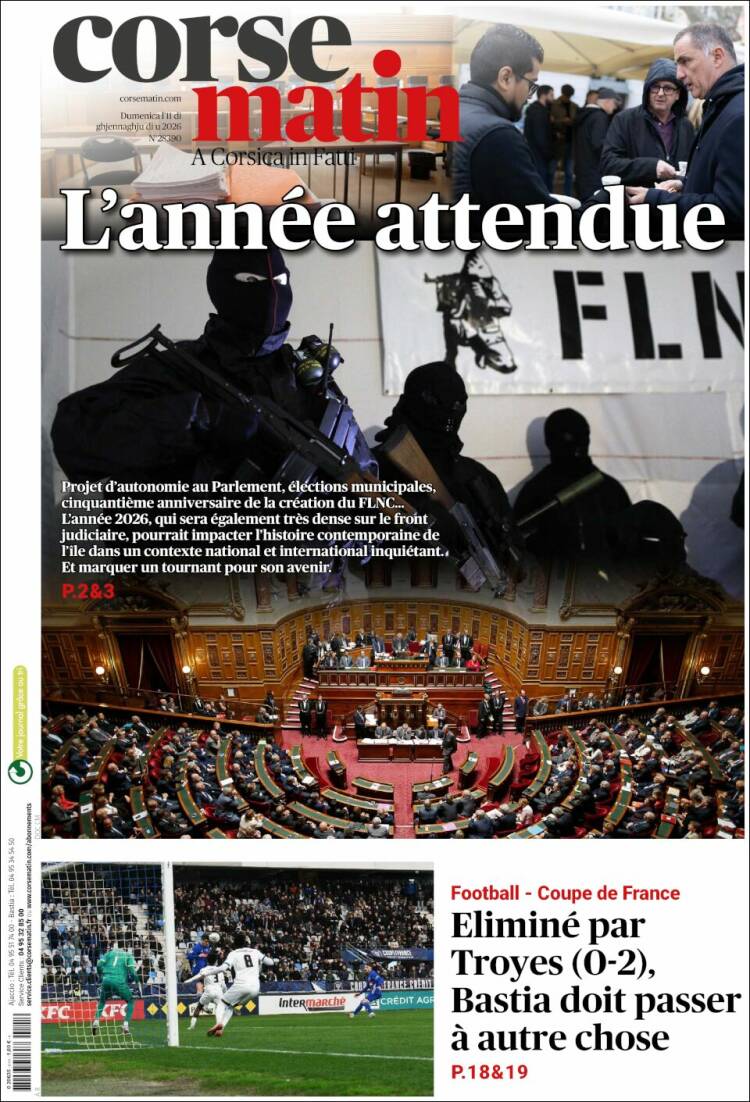 Portada de Corse-Matin (Francia)