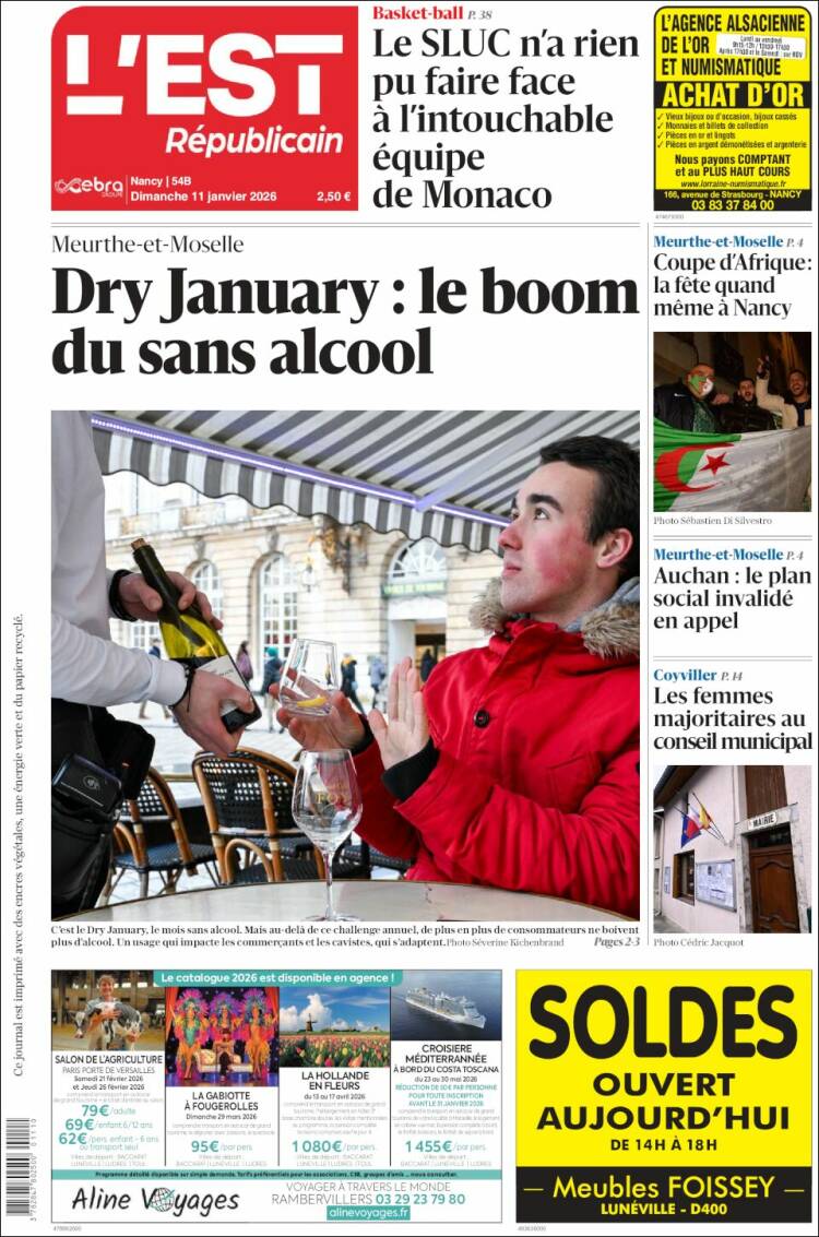 Portada de L'Est Republicain (Francia)