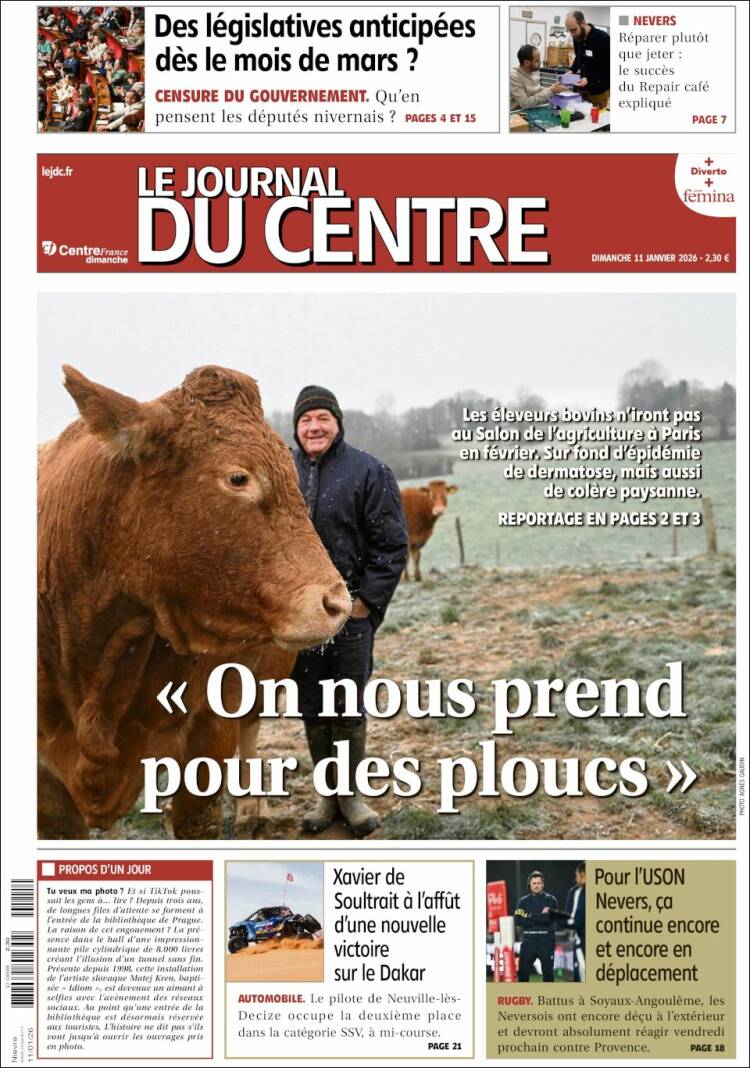 Portada de Le Journal du Centre (Francia)