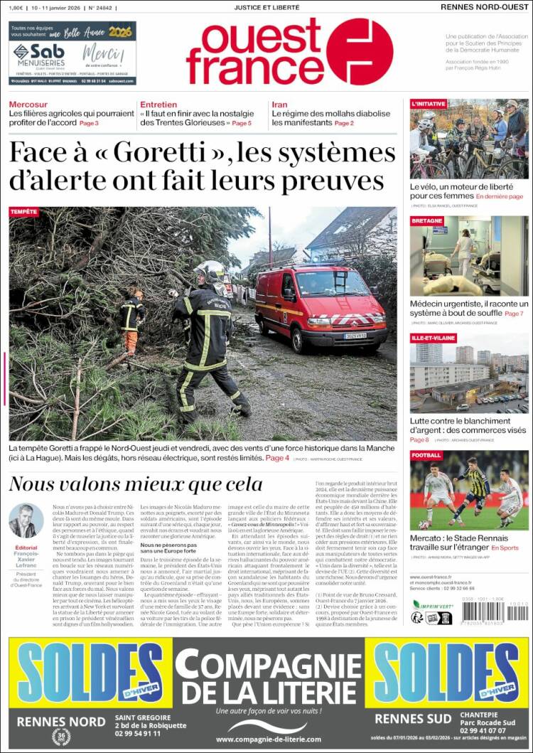 Portada de Ouest France (Francia)