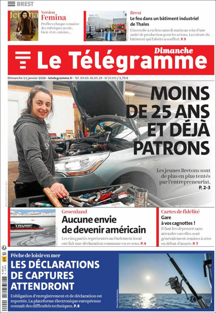 Portada de Télégramme (Francia)