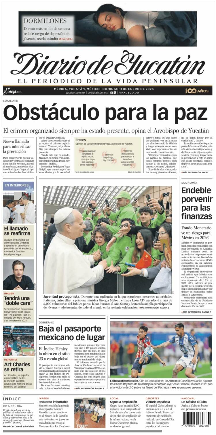 Portada de Diario de Yucatán (M&eacute;xico)