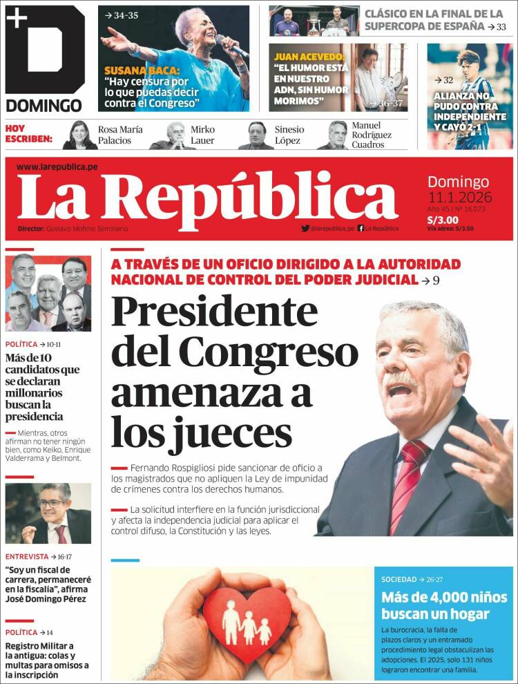 Portada de La Republica (Per&uacute;)