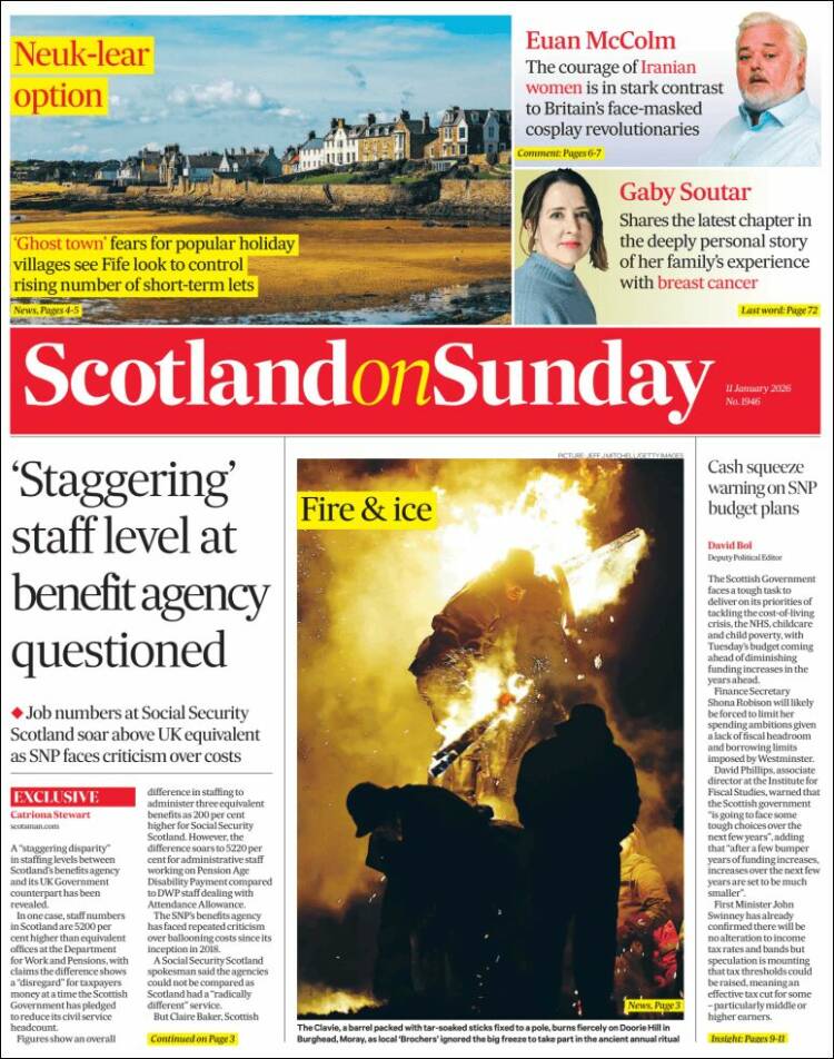 Portada de The Scotsman (Reino Unido)