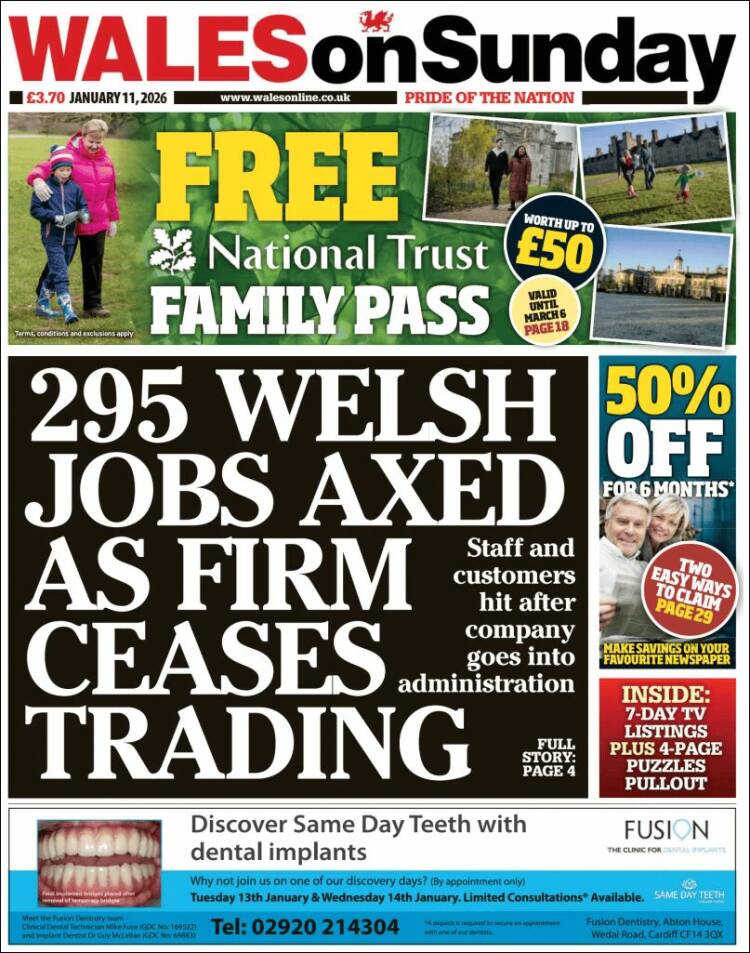 Portada de Western Mail (Reino Unido)
