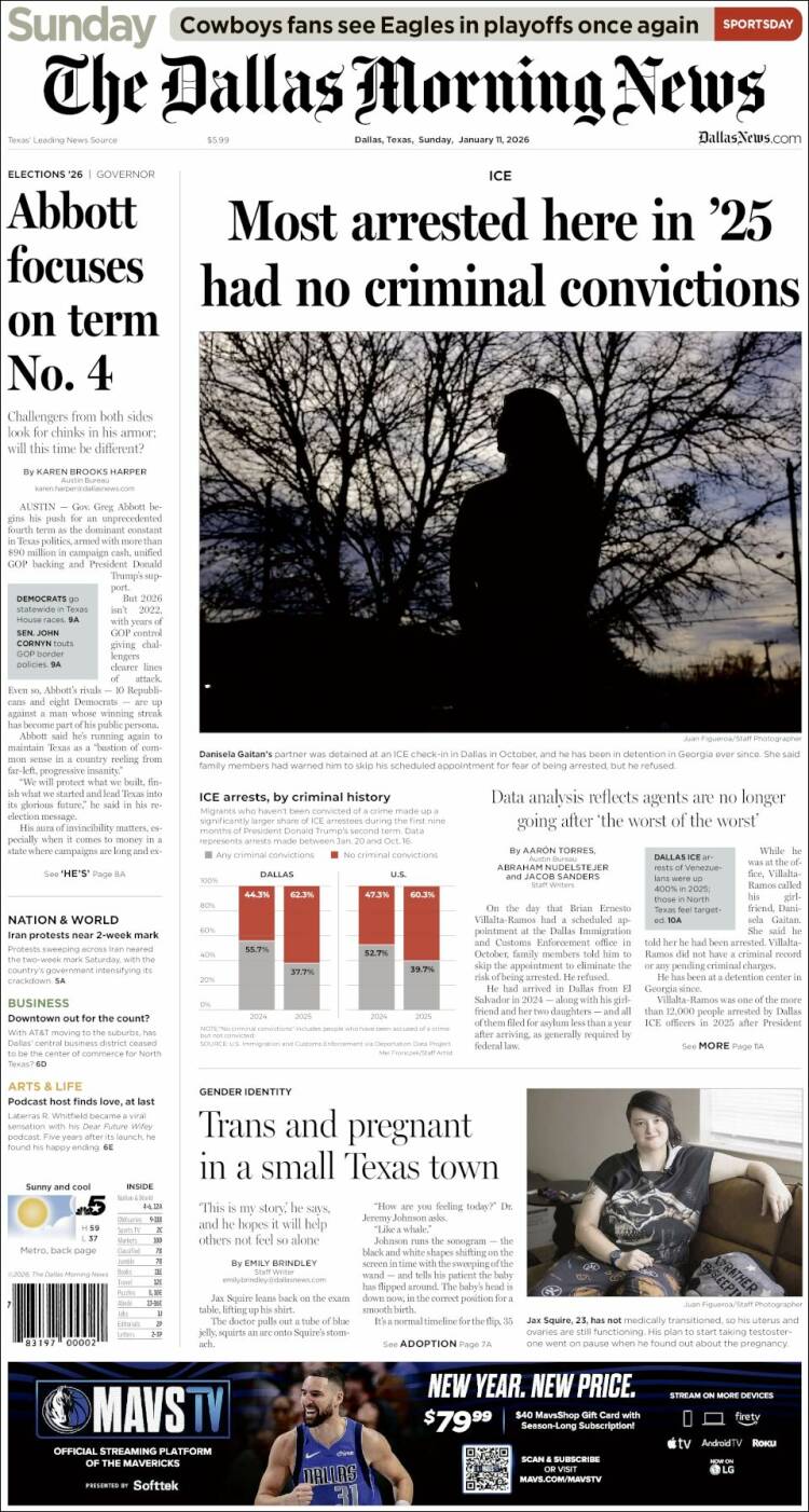 Portada de Dallas Morning News (USA)