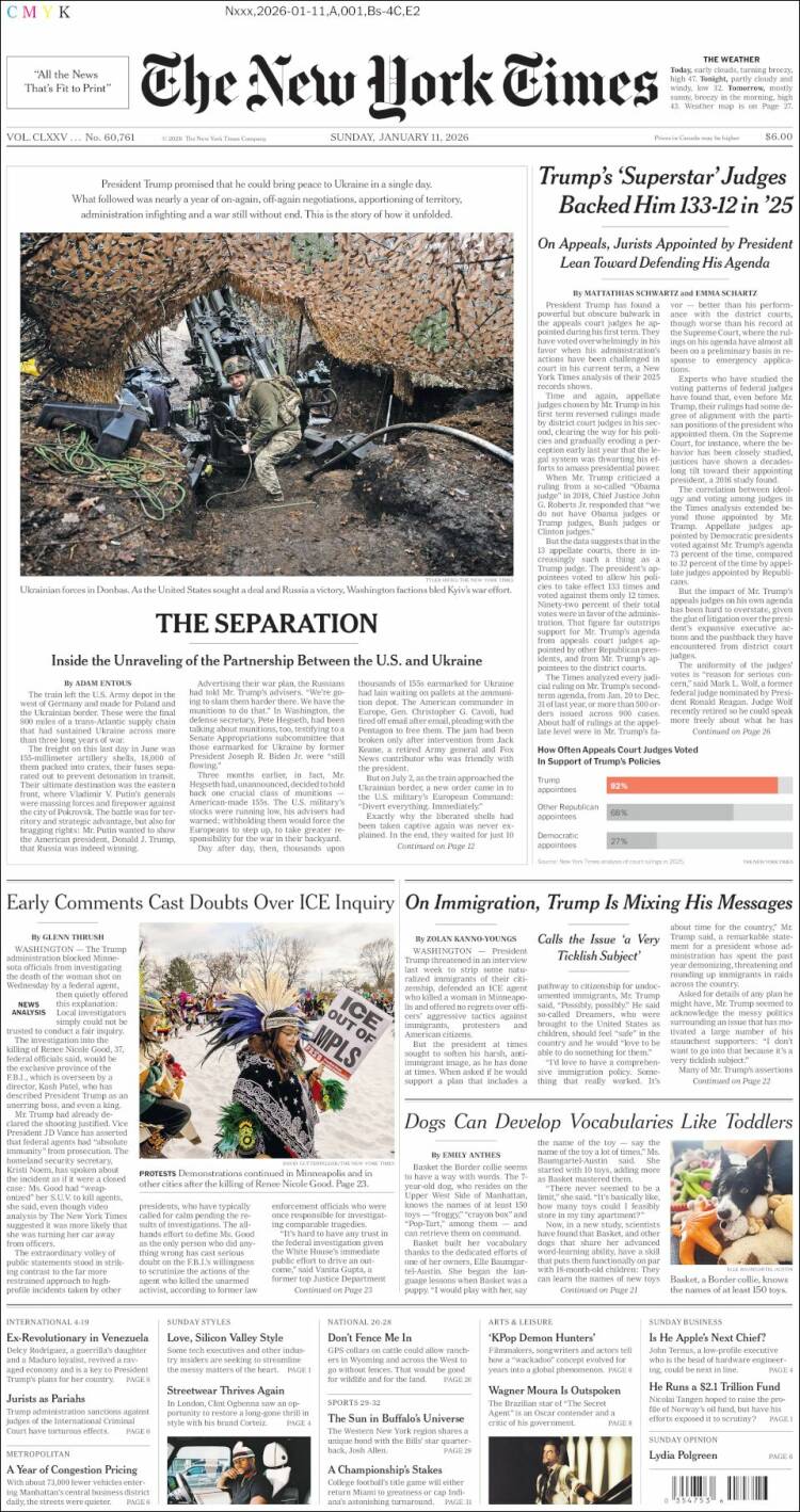 Portada de New York Times (USA)