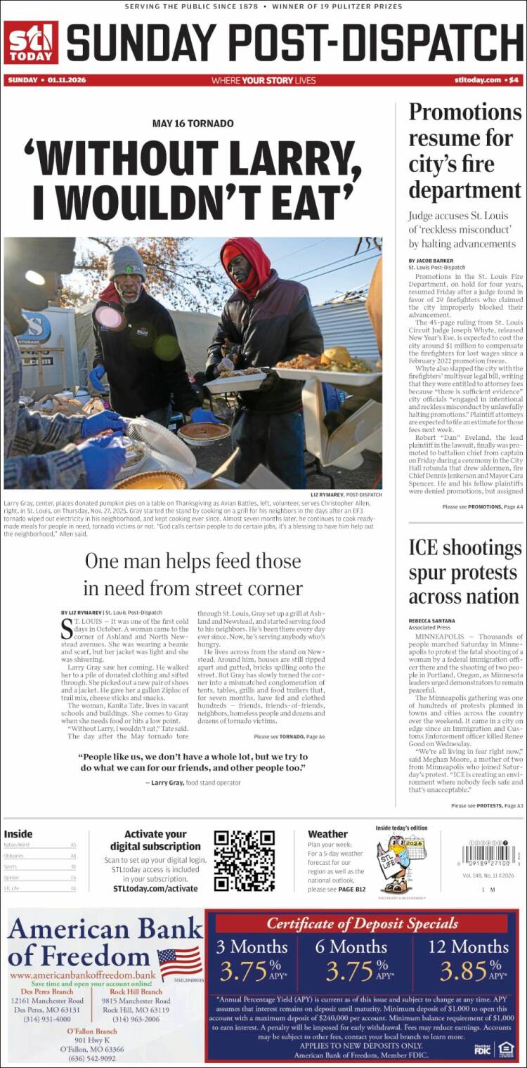 Portada de St. Louis Post-Dispatch (USA)