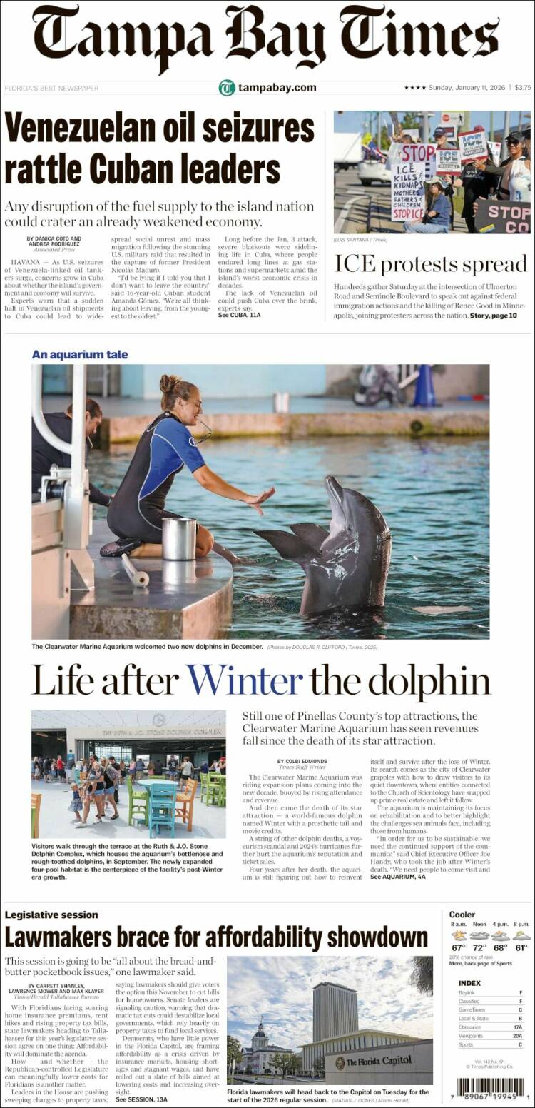 Portada de Tampa Bay Times (USA)