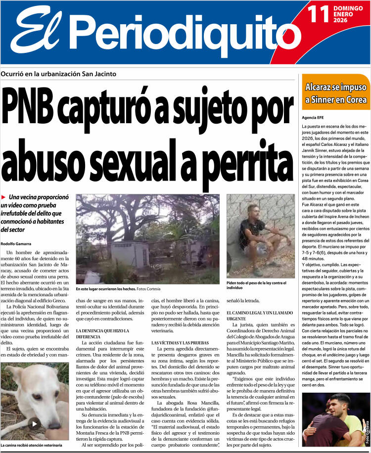 Portada de Periodiquito de Aragua (Venezuela)