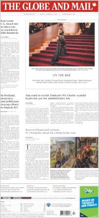 Portada de The Globe and Mail (Canada)