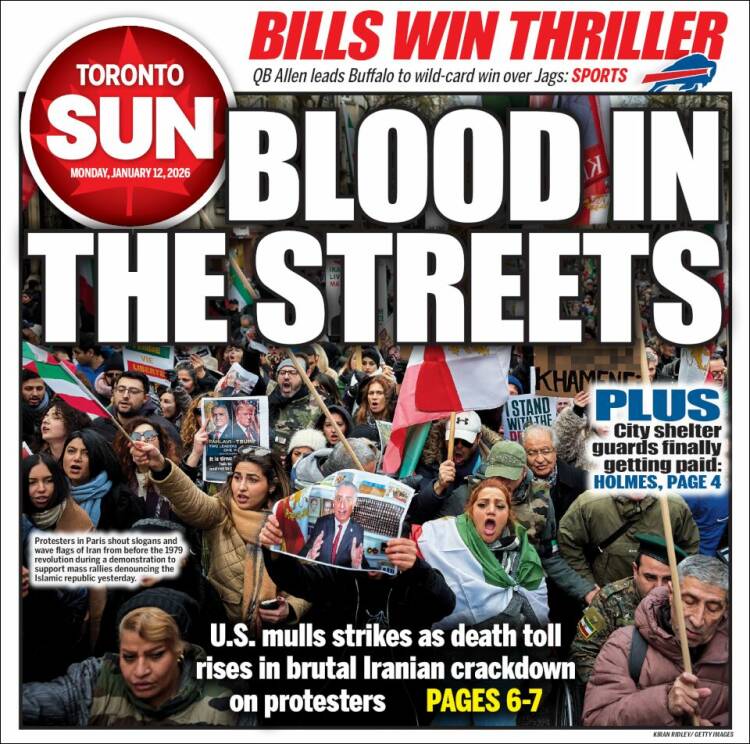 Portada de The Toronto Sun (Canad&aacute;)