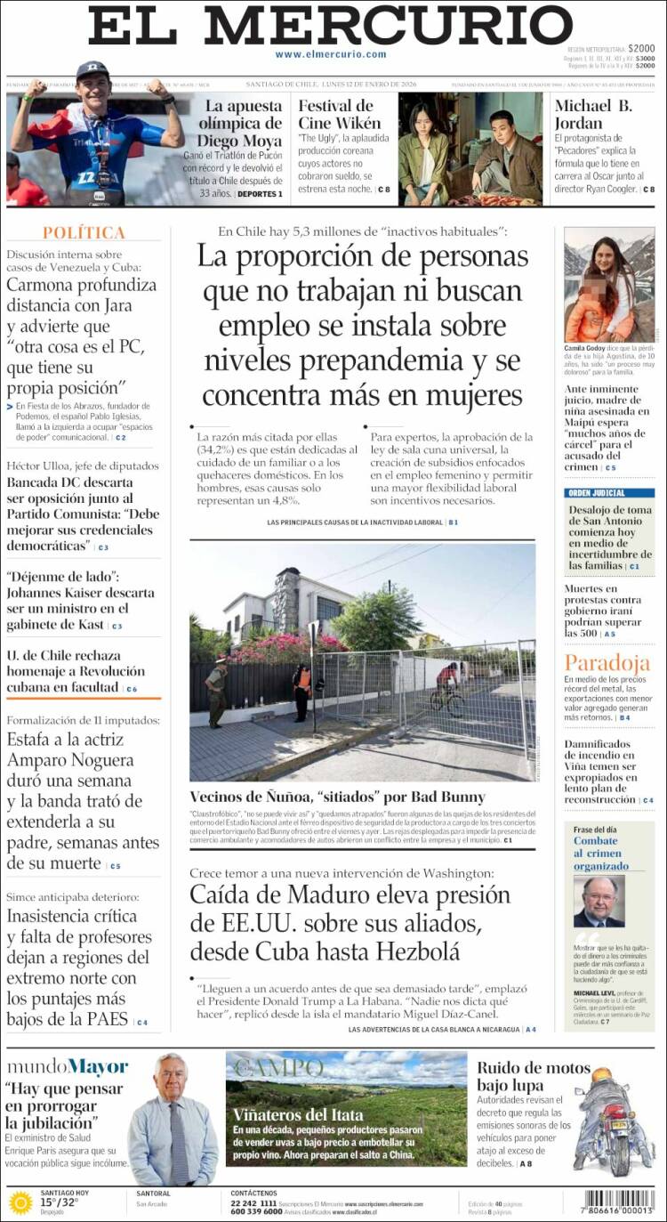 Portada de El Mercurio (Chile)