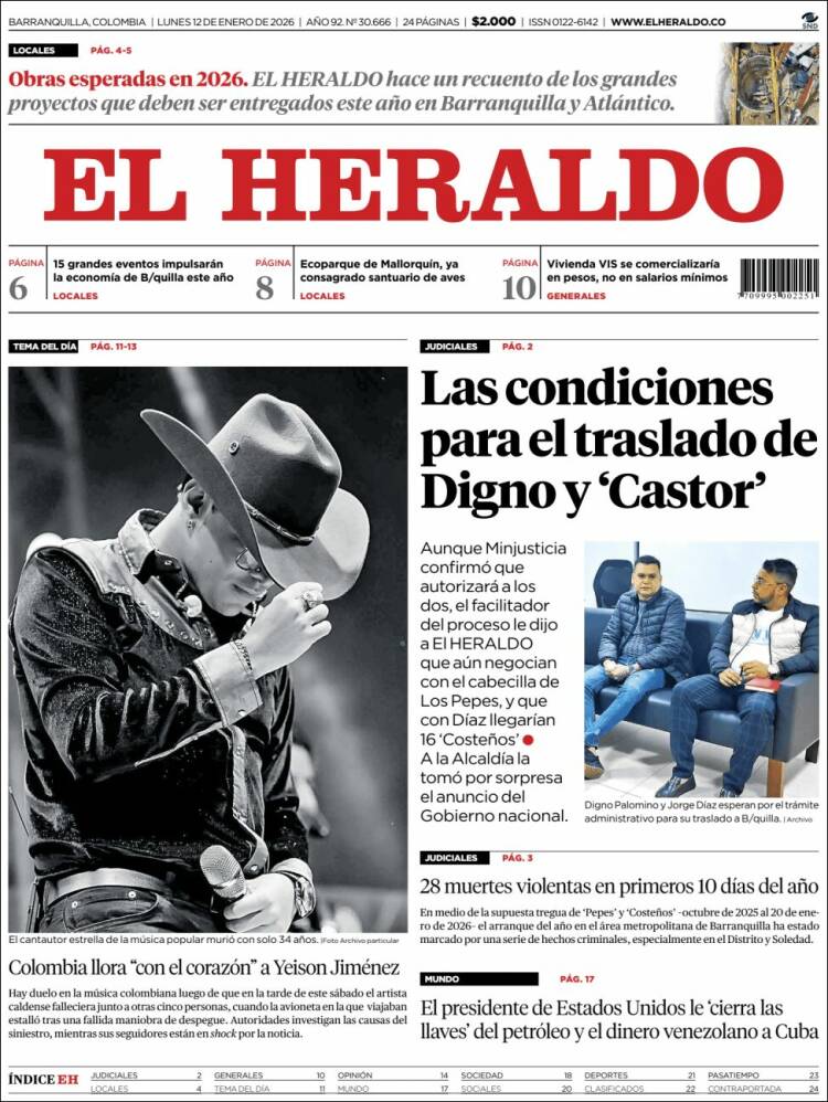 Portada de El Heraldo (Colombia)